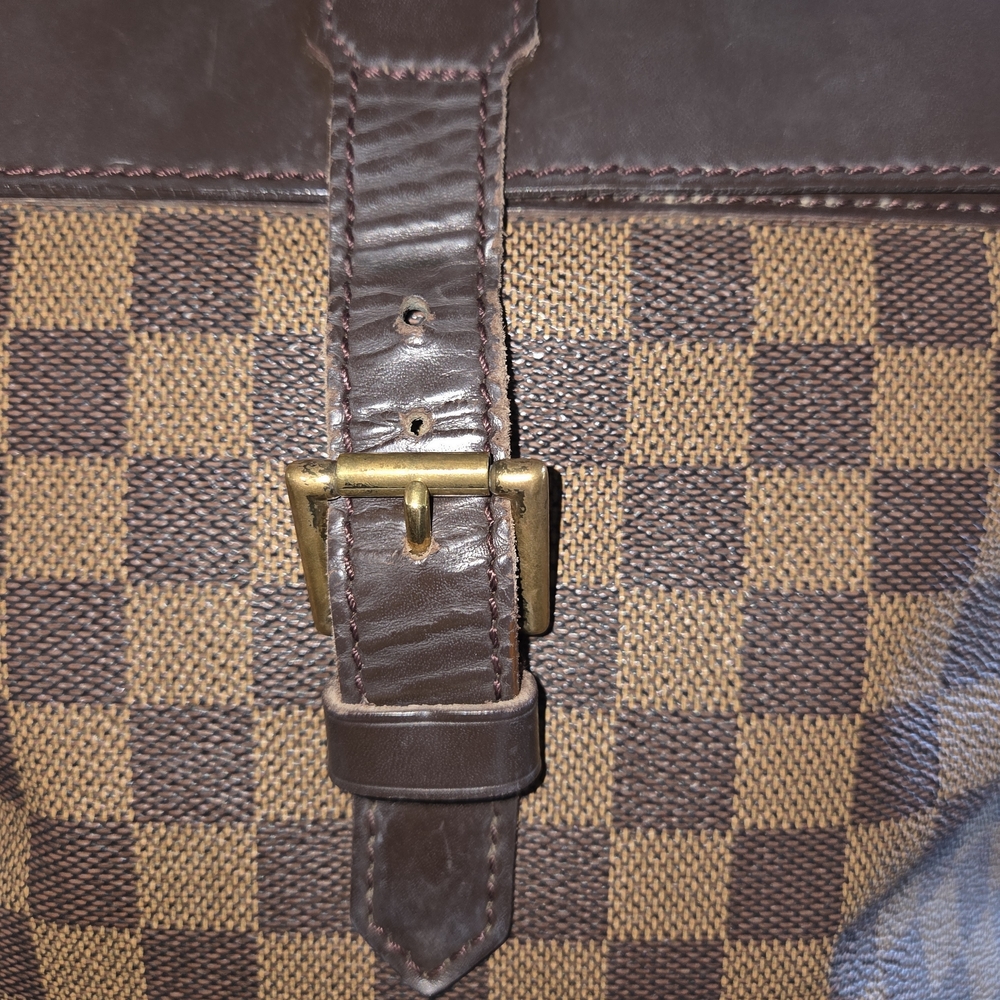Authentic Louis Vuitton Brown Checkered Backpack with Dark Leather Trim - Picture 5 of 14